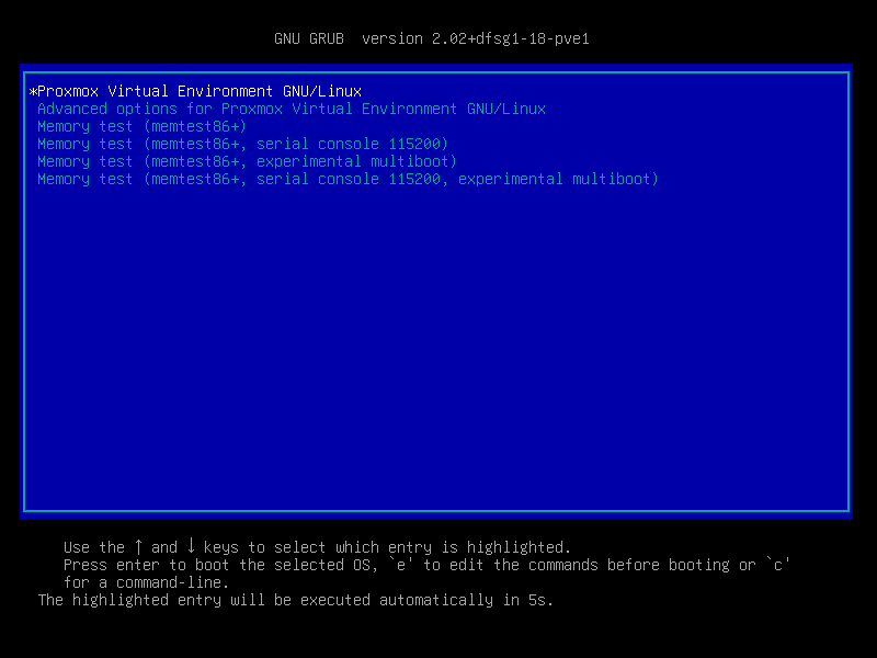 Proxmox bootloader