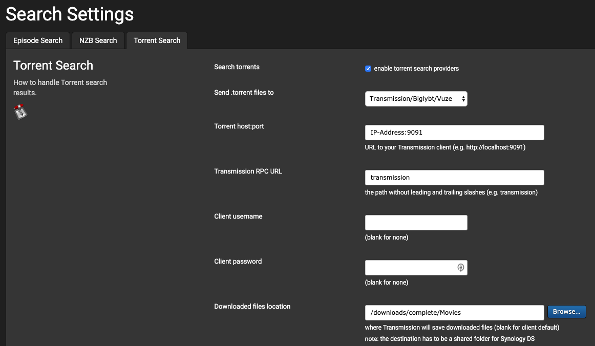 Configure SickRoar