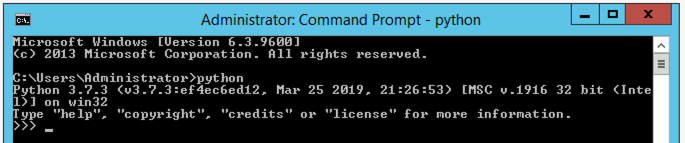 If Python is installed and the environment variable has been set, you will see this output