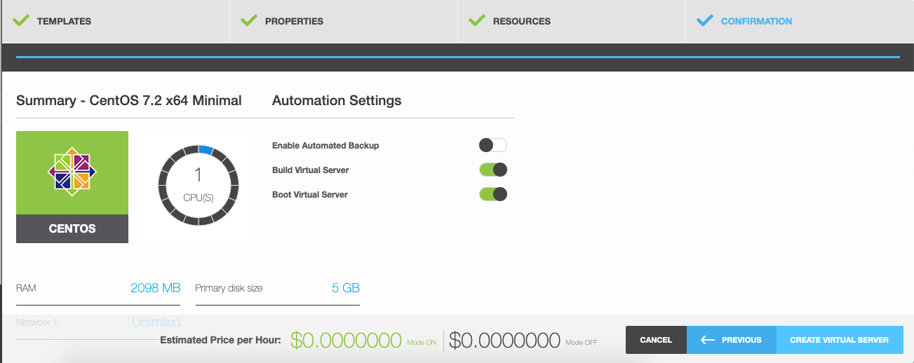 Click Create Virtual Server