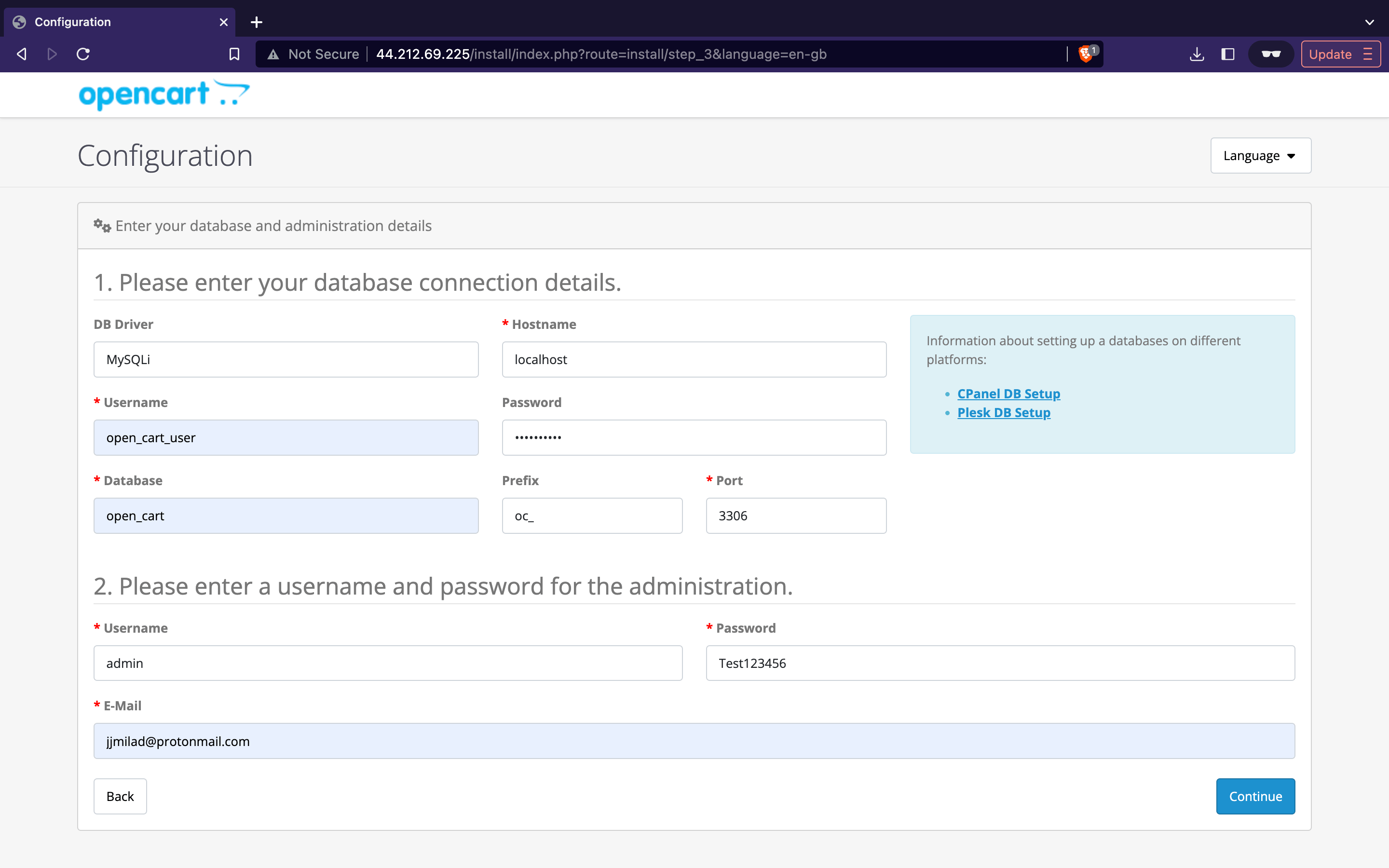 Database connection