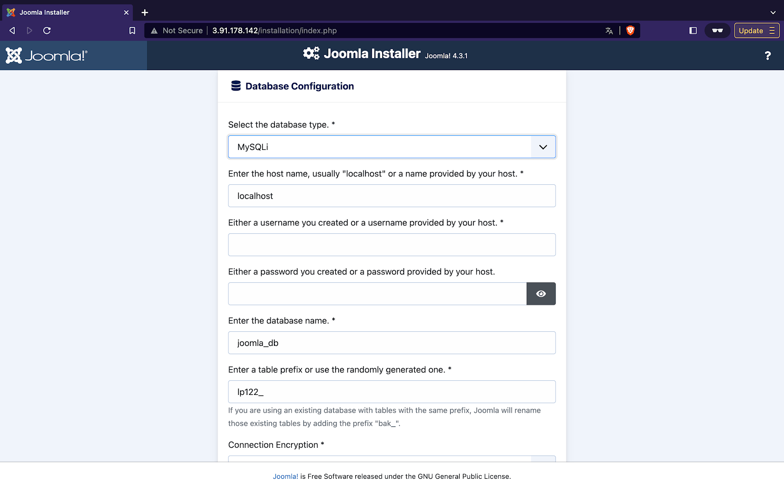 setup database connection